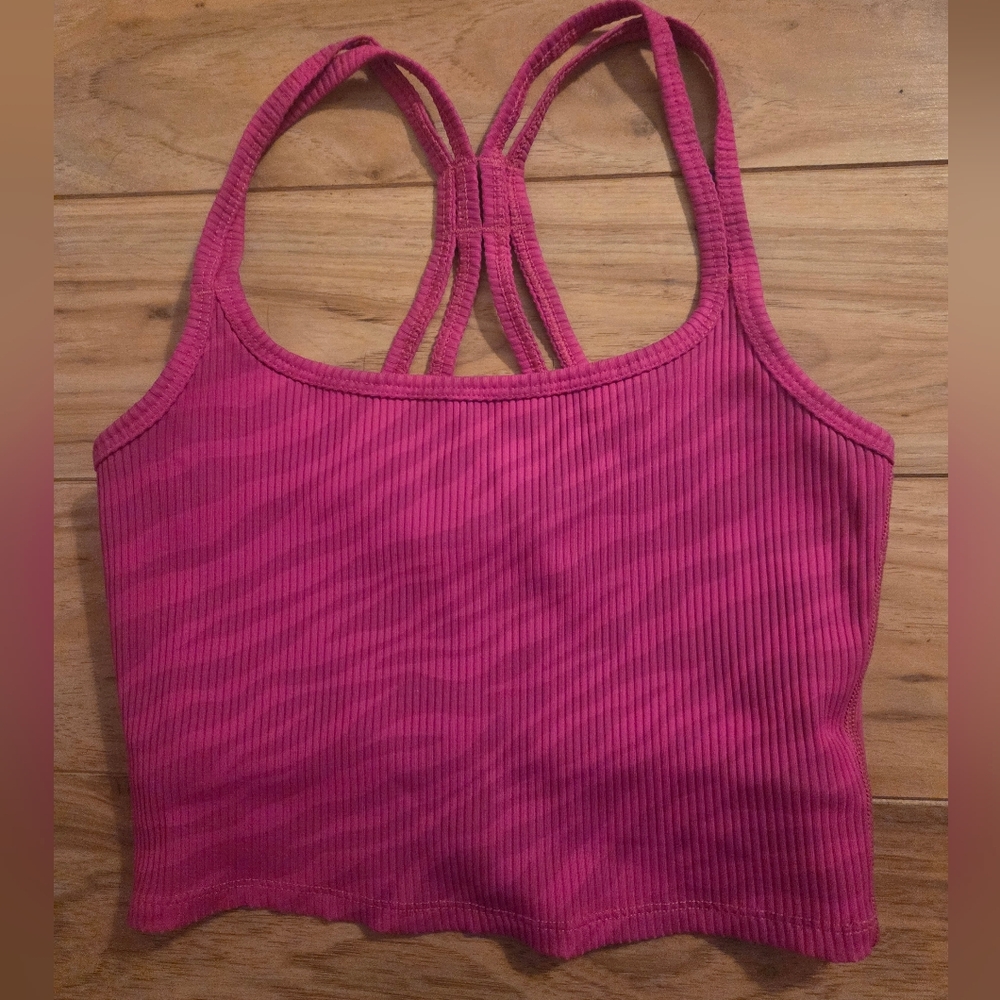 Carbon38 Ribbed Sports Bra Pink Sz S